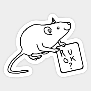 Rat Wants to Know Are You Okay Minimal Outline Sticker